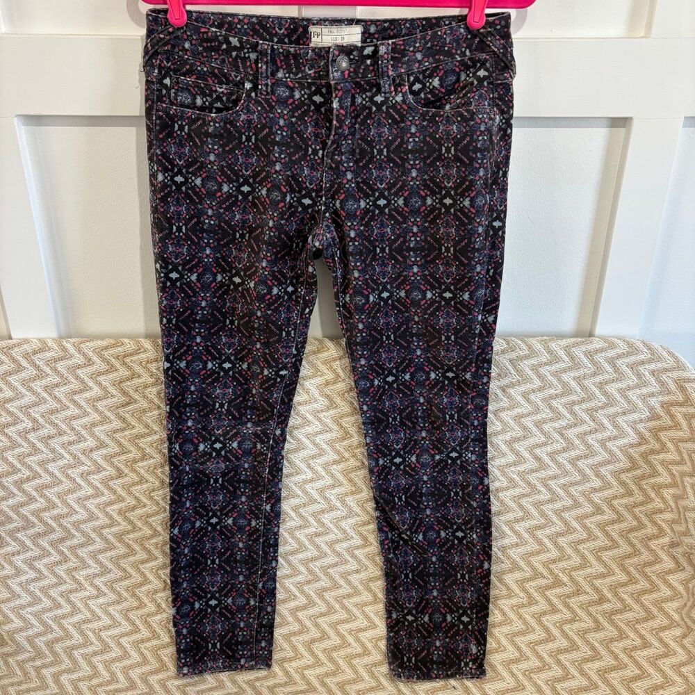 Free People Kaleidoscope Velvet Cropped Skinny Low Rise Pants - Picture 3 of 9